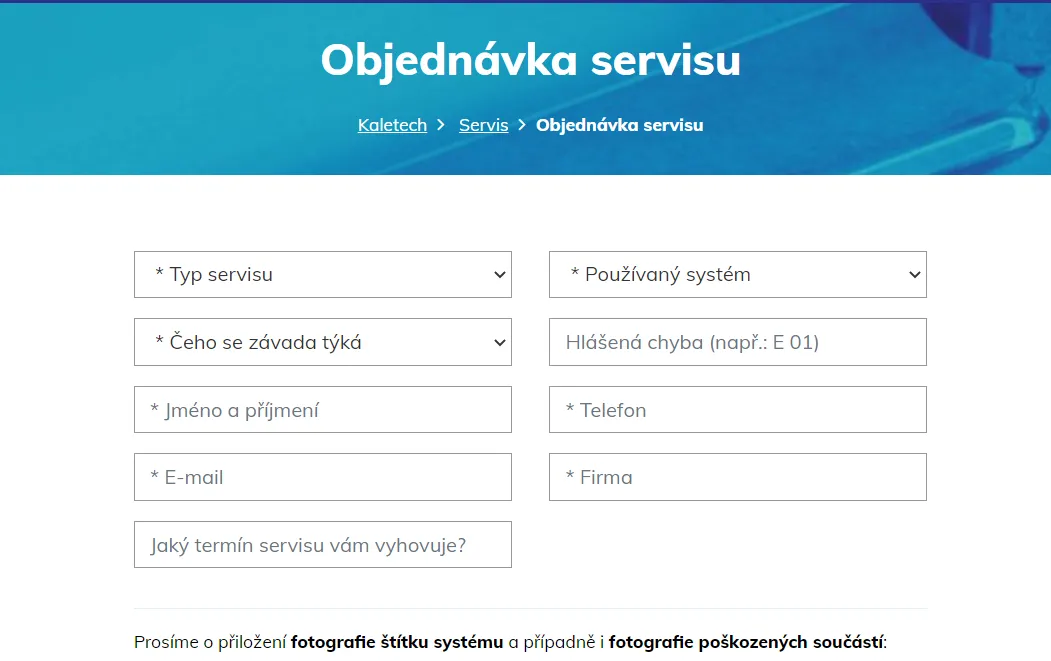 Spustili jsme pro vás servisní formulář