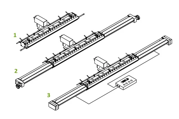 Three FKV head versions by application width – fixed-width FKVX, manually and motorised adjustable FKV