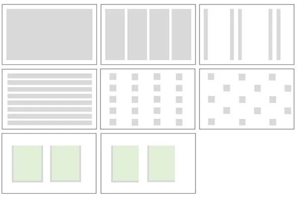 Overview of possible RobaCoat IT application patterns – full coat, stripes, dots and blocks