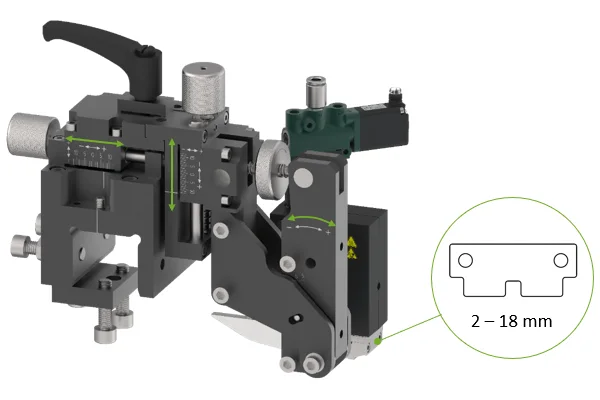 Vivo 18 modular mounting bracket with an interchangeable mask in the 2–18 mm range