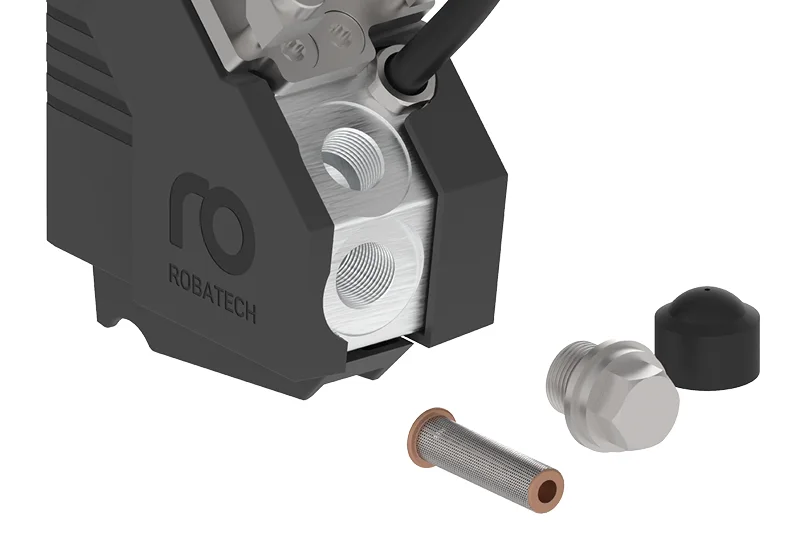 Detail of the built-in filter and nozzle plug on the SX Diamond / SX LongLife head